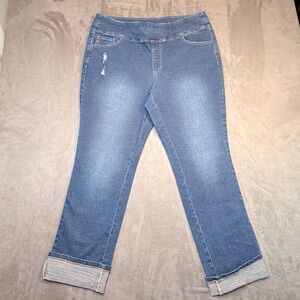 Belle BoHo Kim Graver Jeans Distressed Cuffed Womens 18W Crop Stretch Denim